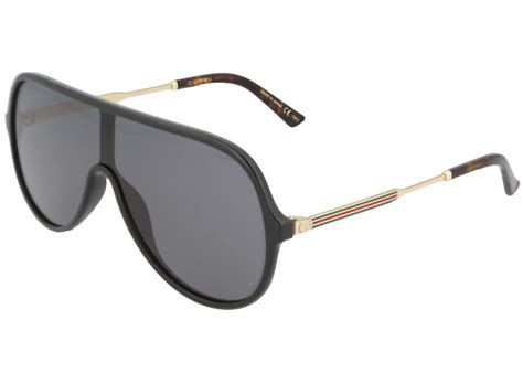 Gucci Shield Sunglasses Black/Gold/Grey (GG0199S .